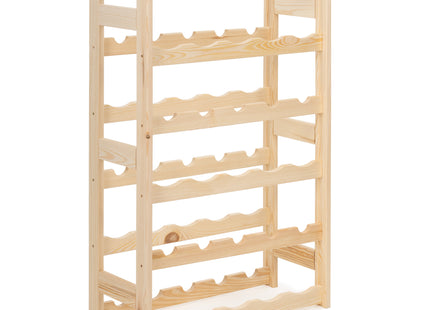 Wijnrek - Wijnrek voor 30 Flessen - Glazenrek - 53 x 25 x 86 Cm - 60 KG - Grenenhout