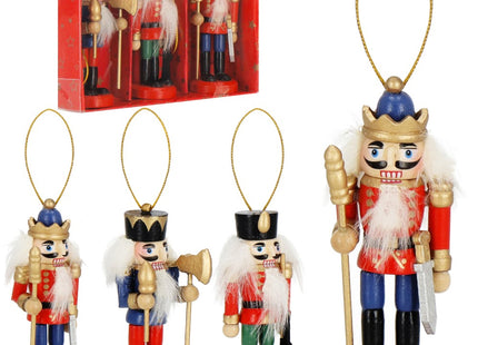 Notenkraker Kerst | Houten Soldaat | Kerstversiering | 3 Stuks | Multicolor | 8 cm