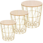 Salontafel | Salontafel Set | Rond | 3-Delig | Goud/Hout