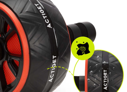 Buikspierwiel | AB Wheel | Buikspierroller | Inclusief Kniemat | Extra Breed | Zwart/Rood