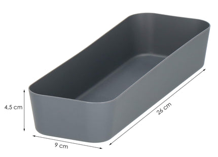Opbergbak - Opberg Bakje - Lade Organizer Bak - Lade bak - Lade Indeling - Grijs - 26x9cm
