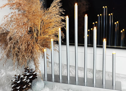 LED Kaarsenbrug | Batterijen | IJspegels | Zilver | Warm Wit