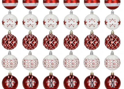 Kerstballen | 30 Stuks | 6 cm | Rood/Wit