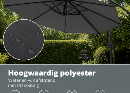 Parasol | Parasols | Zweefparasol | Kantelbaar | Met Ventilatie | Met Hoes | Antraciet | 300 cm