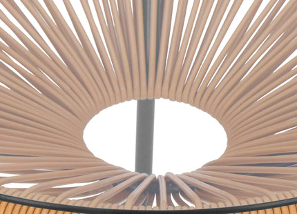 Tuintafel - Draad - Rotan - Bruin - Rond - Glas - 50 Cm