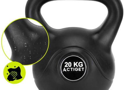 Actiget® Kettlebell | Ergonomische Handgreep | Zwart | 20 kg
