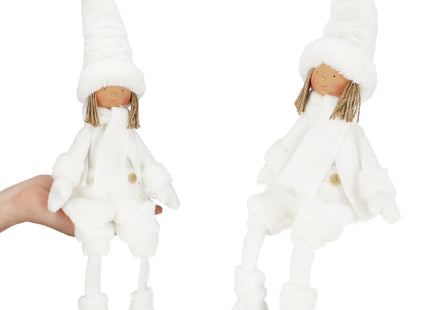 Kerstmeisje -  Kerstpop - Kerstversiering - Wit - 34 cm