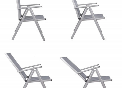 Tuinstoel | Tuinstoelen | Verstelbare Rugleuning | Inklapbaar | Aluminium & Textileen | Grijs