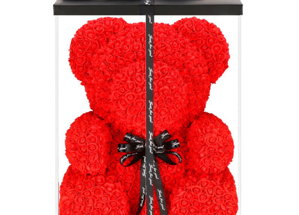 Rozen Beer | Rozenbeer | Rose Bear | Rozen Teddybeer | Liefde | Inclusief Giftbox | 68 x 50 x 48 cm | Rood / Zwart