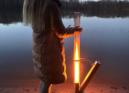 Pellet Terras Heater - Terrasverwarmer - Outdoor - Heater - Fire Tube - Pellet - Zilver - 51,3 x 40,7 x 130,5 Cm