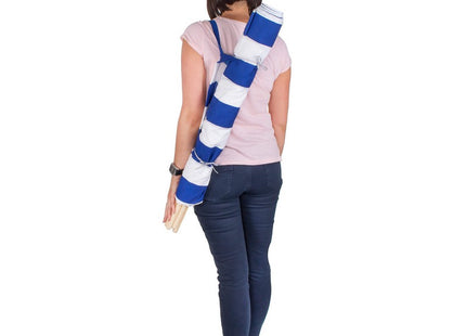Strand Windscherm Met Stokken | Windscherm Strand | Windscherm Camping | 8 Meter | Blauw/Wit