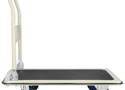 Transportwagen | Plateauwagen | Platformwagen | 90 x 60 x 85 cm | Zwart/Crème/Blauw