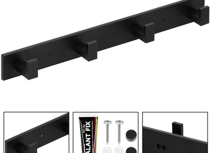 Ophanghaken | Wandhaken | Handdoekhaak | 4 Haken | Zwart