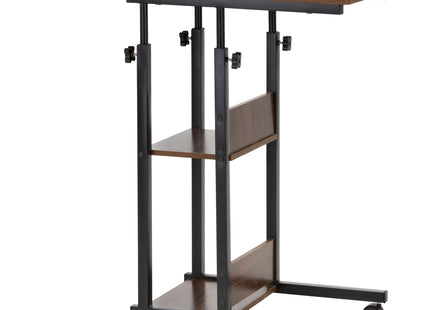 Bureau – Werkbureau – Computer Bureau – Bureautafel – Op Wielen – Verstelbaar - 73-85 X 40 X 80 CM – 20 Kg - Donkerbruin  - Metaal - Hout