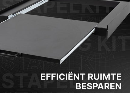 Muntel® Tussenstuk Wasmachine Droger - Stapelkit Wasmachine Droger - Universeel - Uitschuifbare werkblad - Zwart
