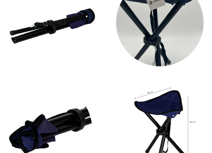 Campingkrukje | Opvouwbaar | Inclusief Draagriem | Donkerblauw/Zwart