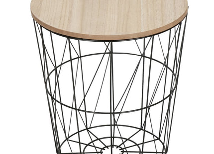 Salontafel | Salontafel Rond | Bijzettafel | 1 Stuk | 35 cm | Zwart/Hout