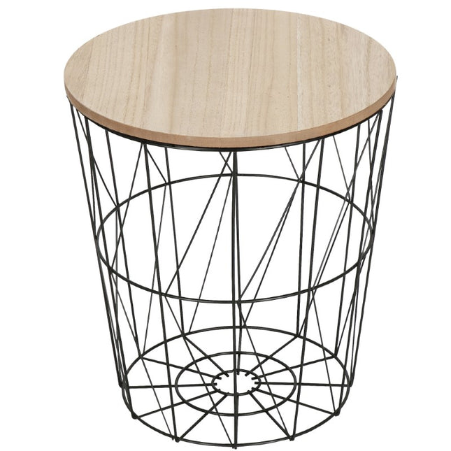 Salontafel | Salontafel Rond | Bijzettafel | 1 Stuk | 35 cm | Zwart/Hout