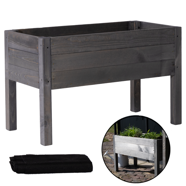 Kweekbak - Plantenbak - Moestuin - Planten - Hout - Geïmpregneerd - Rechthoekig - Grijs - 80 x 40 x 50 Cm