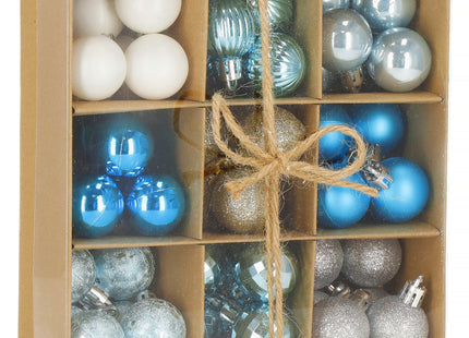 Kerstballen | 54 Stuks | 3 cm | Blauwtinten/Crème/Goud/Zilver