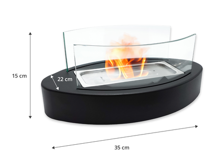 Bio Ethanol Sfeerhaard – Tafelhaard - Binnen &amp; Buiten - Ovaal - Zwart - 35 x 15 x 22 cm