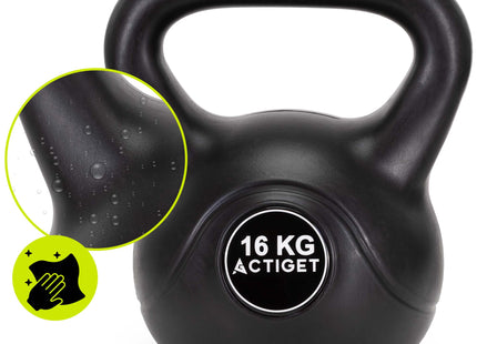 Actiget® Kettlebell | Ergonomische Handgreep | Zwart | 16 kg