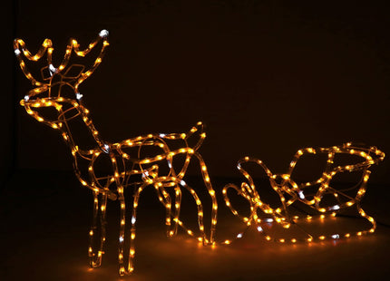Rendier Met Slee | 264 LED Lampjes | Warm Wit/Blauw