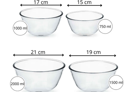 Vershoudbakjes - Vershoudscontainers - Voedselopbergcontainers - 4 stuks - Glas - Transparant