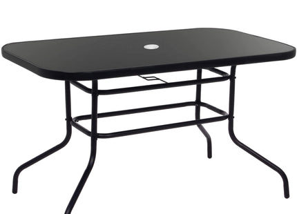 Tuintafel | 120 x 70 cm | Buitentafel | Bijzettafel Buiten | Metaal | Gehard Glas | Rechthoekig | Zwart
