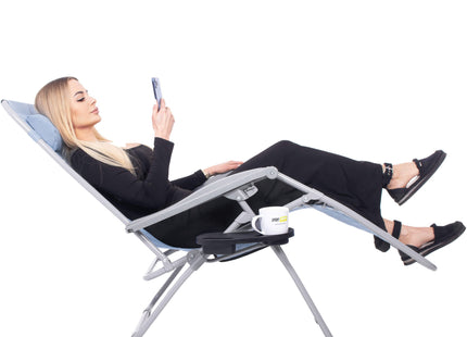 Tuinstoel | Ligstoel | Opvouwbaar | Verstelbaar | Ergonomische Hoofdsteun | Lichtblauw