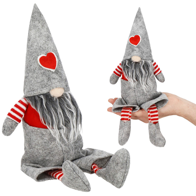 Kerstkabouter - Kerstdwerg - Kerstversiering - Grijs - 37 cm