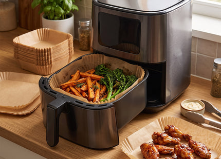 Papieren Inzetstukken Voor Airfryer - Wegwerpbaar - 220°C - Geschikt voor: Airfryer, Oven, Magnetron, Stoomkoker - 300 stuks - 20 x 20 cm