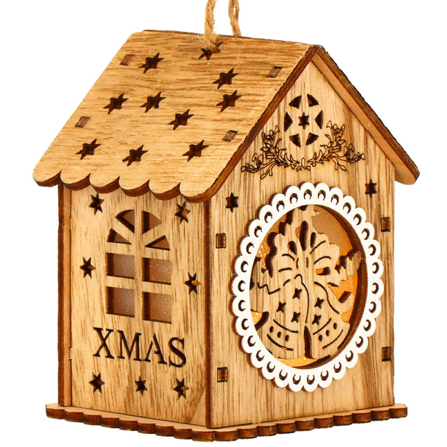 Kersthanger | Kerstversiering | Kerstboomhanger | Lichtgevend | Huis | Bel | 9 cm