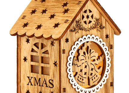 Kersthanger | Kerstversiering | Kerstboomhanger | Lichtgevend | Huis | Bel | 9 cm