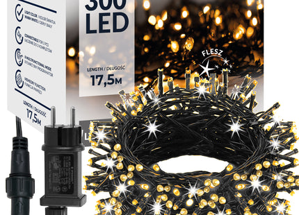 Kerstverlichting | 15 m | 300 LED | Warm Wit + Koud Wit| Inclusief Flitsfunctie
