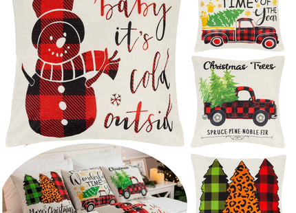 Sierkussenhoes | Kussenhoes | Kussensloop | Woonaccessoires | 40 x 40 cm | 4 Stuks | Kerstpatronen | Wit