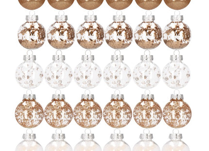 Kerstballen | 30 Stuks | 6 cm | Transparant/Goud