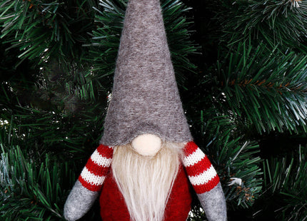 Kerstkabouter - Kerstdwerg - Kersthanger - Kerstversiering  - Grijs - 20 cm