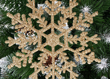 Kerstboomhanger -Sneeuwvlokken -Kerstversiering - Goud Glitters - 3 Stuks - 12 Cm