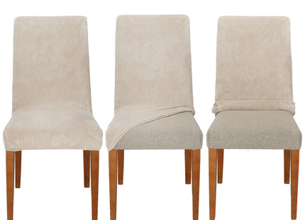 Velvet Stoelhoes - Voor Eetkamerstoelen - Met Stretch - Beige