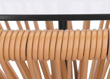 Tuintafel - Draad - Rotan - Bruin - Rond - Glas - 50 Cm
