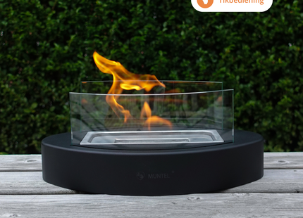 Bio Ethanol Sfeerhaard – Tafelhaard - Binnen &amp; Buiten - Ovaal - Zwart - 35 x 15 x 22 cm