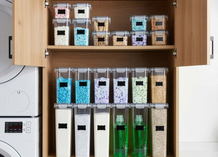 Keukenorganizer - Voorraadpotten -  Voorraaddozen - Bewaarcontainers  - Set Van 24 Met Stickers - Transparant