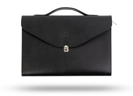 Leren Aktetas - Laptoptas - 13/14 inch - Zwart - 36 x 24 x 2,5 CM