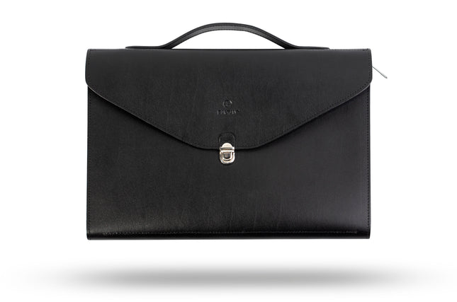Leren Aktetas - Laptoptas - 13/14 inch - Zwart - 36 x 24 x 2,5 CM