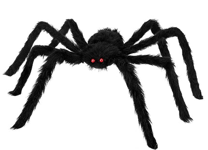 Halloween Decoratie - Spin - Fluffy - Zwart - 90 x 17 Cm