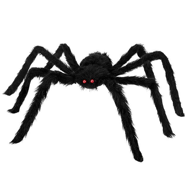 Halloween Decoratie - Spin - Fluffy - Zwart - 90 x 17 Cm
