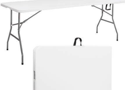 Klaptafel | Vouwtafel | Kampeertafel | Inklapbaar | Draagbaar | 240 x 75 cm | Wit