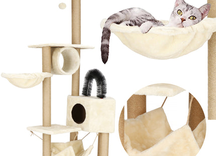 Krabpaal - 7 Etages - Voor Katten - Toren - Meubelbescherming - 58 x 37 x 154 cm - Beige