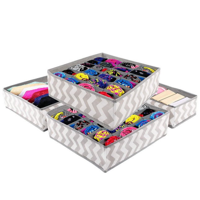 Lade Organizer Kast en Badkamer | 4 Stuks | Verschillende Afmetingen | Grijs Patroon